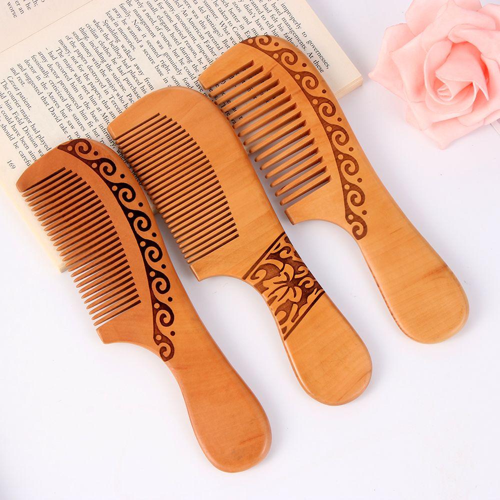 High Quality Head Massage No Static Hair Comb Hair Styling Tool Beard Comb Peach Wooden