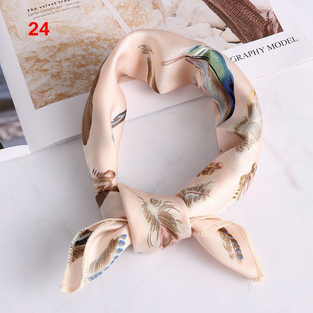 Vintage Wrist Wrap Head-Neck Tie Hair Band Silk Feel Satin Bandana Women Square Scarf Handkerchief