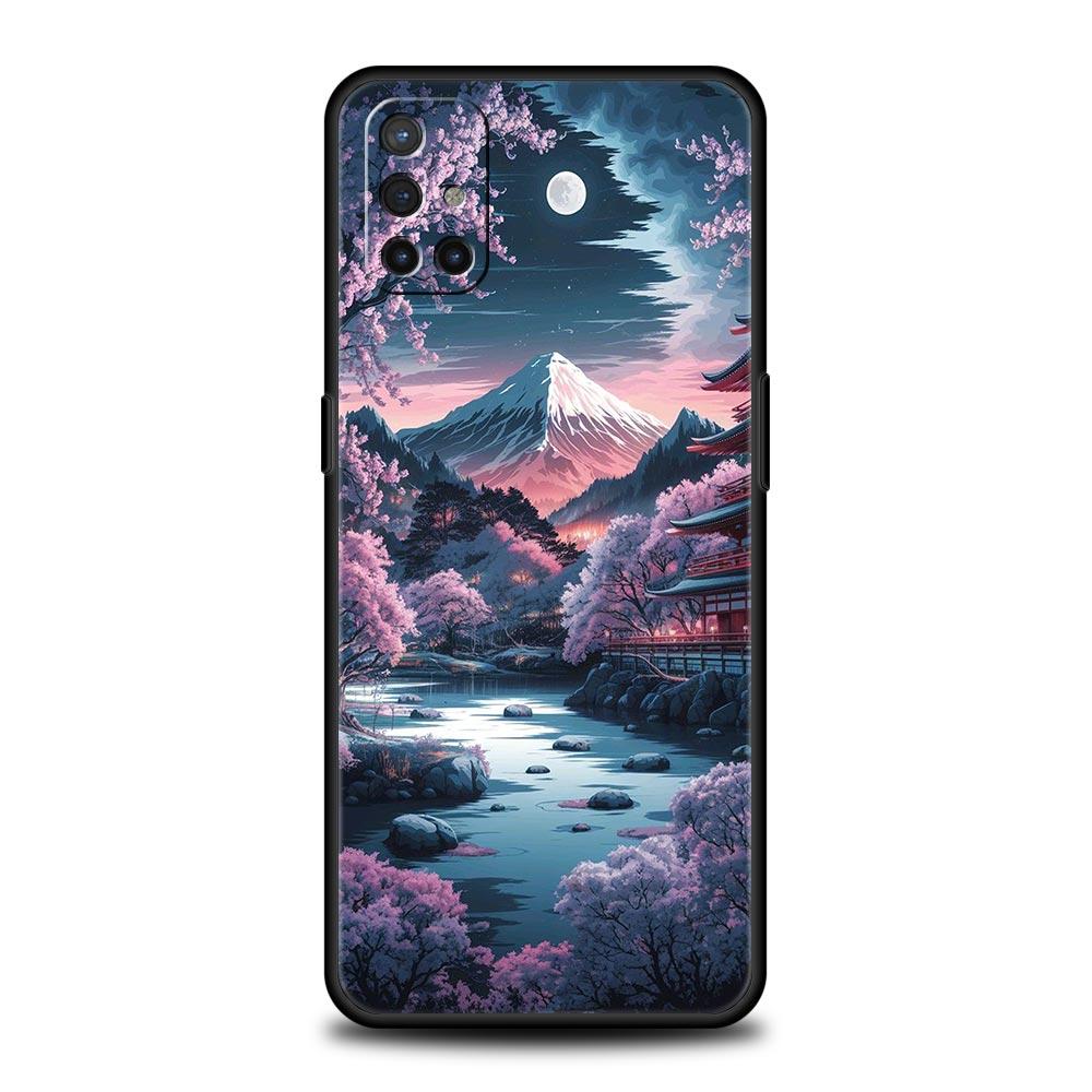 Phone Case For Oneplus 13R 13 12 10T 11 R10 Nord N100 N200 N10 9 9R CE 2 3 Z Pro Lite 5G Soft TPU Cover Pink Sunset Mountain Bag
