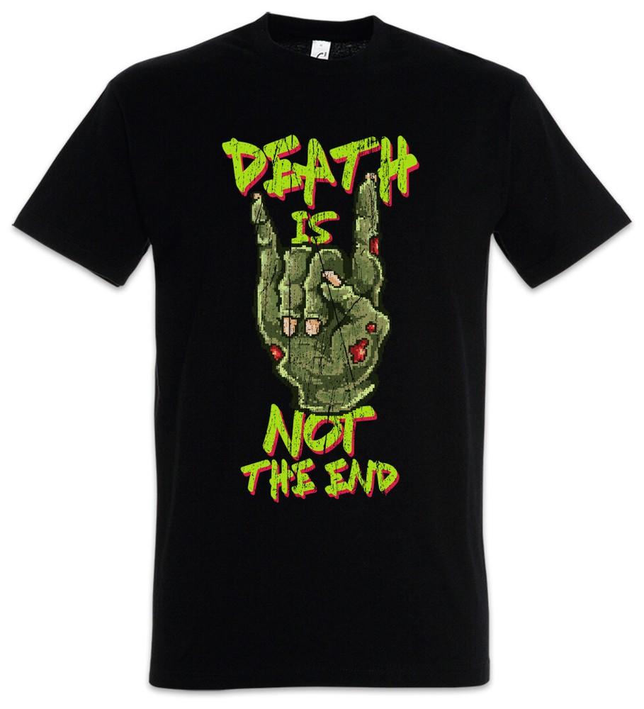 Death Is Not The End T-Shirt Pixel 8 Bit Geek Nerd Fun Retro Zombie Metal Fist