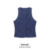 2024 Autumn Women's European & American Fashion Denim Vest with Button Detailing