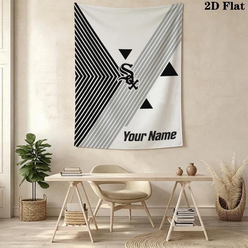 Name Custom Chicago White Sox Wall Tapestry Aesthetic Wall Hanging Printed Fabric Blanket Decorative Tapestries for Bedroom Living Room Home Decor
