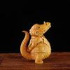 Natural Cypress Mr. Crocodile Decorate Small Statue Solid Wood Carving Cute Home Room Office Animal Decoration Small Ornaments