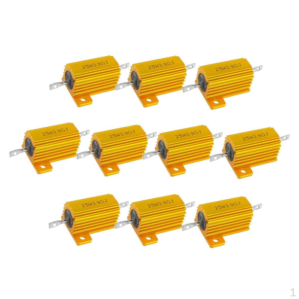 10pcs Aluminium Clad Power Wirewound Resistors Shell Resistor 25W 3.9Ohm