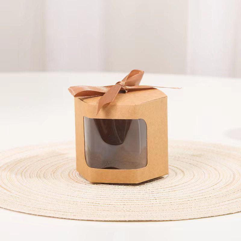 12 шт. коричневая, белая крафт-бумага, коробка для конфет, лента, прозрачное окно, подарочная упаковка, вечеринка, пользу