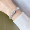 18k White Gold Heart Cut Sapphire Gemstones Bracelets For Women Anniversary Gift 925 Sterling Silver Jewelry