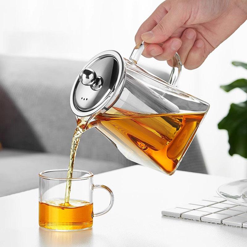 Чайник из боросиликатного стекла объемом 350/550/750/950 мл со съемным заварочным устройством из нержавеющей стали, заварочный чайник для цветущего и листового чая