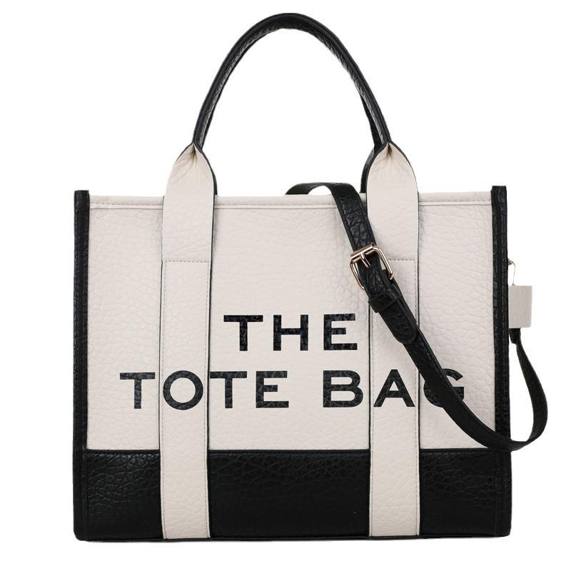 Two-Tone European & American Fashion Shoulder and Crossbody Large Tote Bag