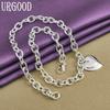 925 Sterling Silver Double Heart Necklace Gift Fashion Jewelry