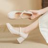 Mary Jane Thick Heel Single Shoes Round Head Light Mouth Velcro Medium Heel High Heels Casual Women's Shoes