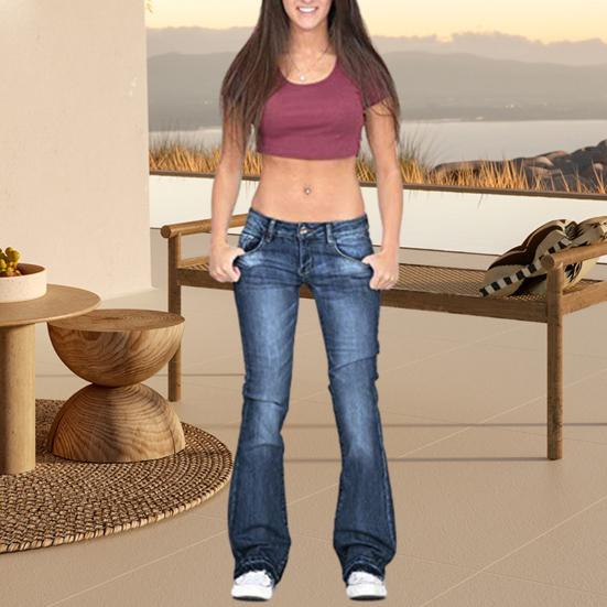 Женские джинсы с карманами на средней талии, застежка-молния и пуговицы, эластичные градиентные цвета, ретро-расклешенный подол, облегающие цветные длинные женские длинные брюки