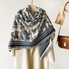 Luxury Imitation Cashmere Shawl: 140cm Square, Warm & Thick with Short Tassels