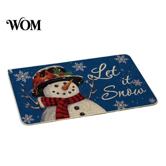 Indoor Winter Entrance Carpet Christmas Door Mat, Festive Rug, 35" x 24" Non-Slip Washable Home Decor Entry Mat Welcome Water Absorbent Rug