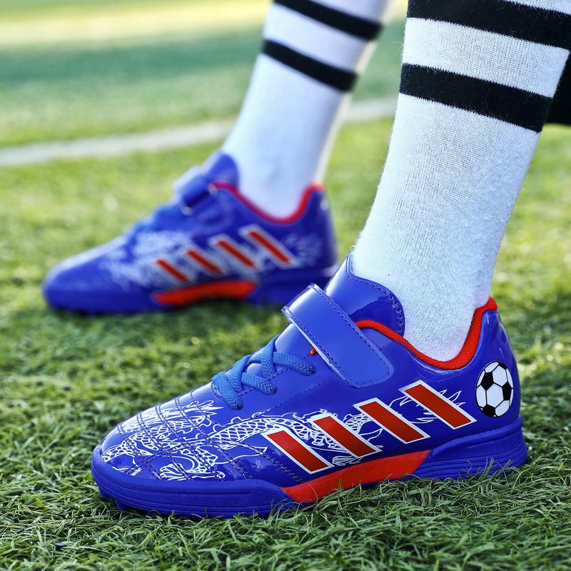 Fashion 2024 Fashion Branded Children's Soccer Shoes Outdoor Turf Non-slip Kids Football Shoes Boys High Quality Blue Child Futsal Shoes