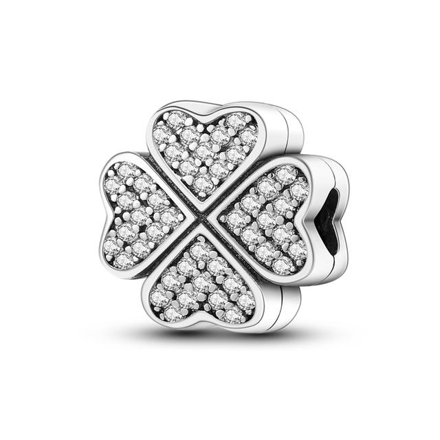 Розовый Disy Pave Сердце Клип Подвески 925 Серебряный Пробка Шарик Подходит Модный Оригинальный Браслет-Цепочка DIY Изготовление Ювелирных Изделий