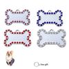 Pet Diamond Edge Dogs Tag Bone Shaped Anti Loss Jewelry Metal Pink Pendant Blue