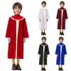 Kids Choir Robe Metallic Color Block Patchwork Pleated Gown Mock Neck Long Sleeve Worship Costume