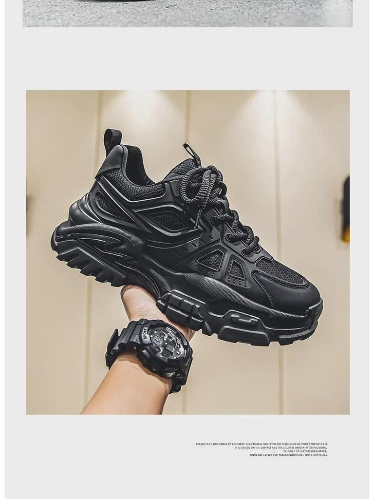 Мужские модные кроссовки из дышащей сетки 2025 года на весну — повседневные, низкие, на толстой подошве для папы-подростков