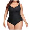 Women's Fashion One-Piece Plus Size Solid Colour Swimming Costume With Chest Pad And No Steel Bra