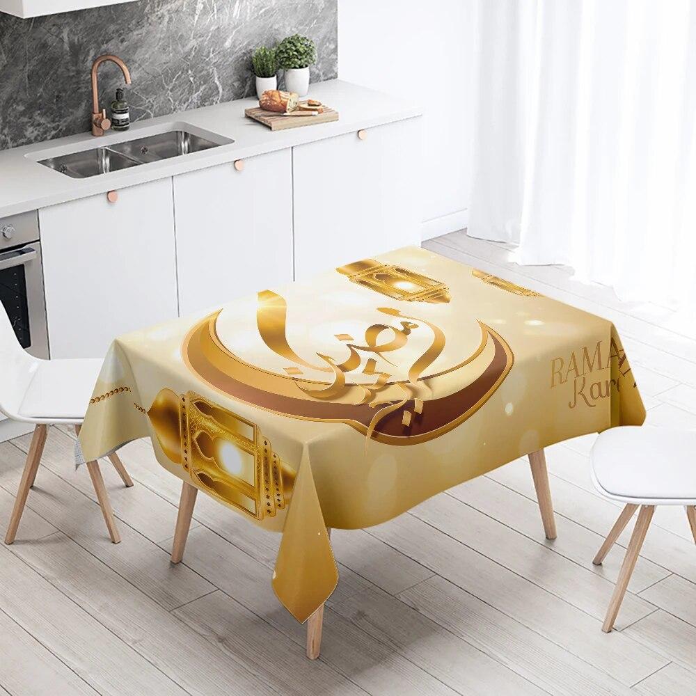 Рамадан Мубарак Домашний Декор Скатерть Исламская Мусульманская Мечеть Рамадан Карим Декоративная Скатерть Водонепроницаемая и Устойчивая к Пятнам