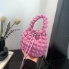 New Pleated Bubble Drawstring Closure Fashion Bucket Bag Puff Soft Glutinous Handbag Messenger Bag
