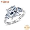 Tancise Classic 925 Sterling Silver Zircon Ring Ladies Jewelry Wedding Promise Party Gift