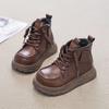 Детские ботинки Мартин 2025 осень и зима новые мальчиковые короткие ботинки бархатные ботинки для девочек зимние детские из натуральной мягкой кожи одноклассник