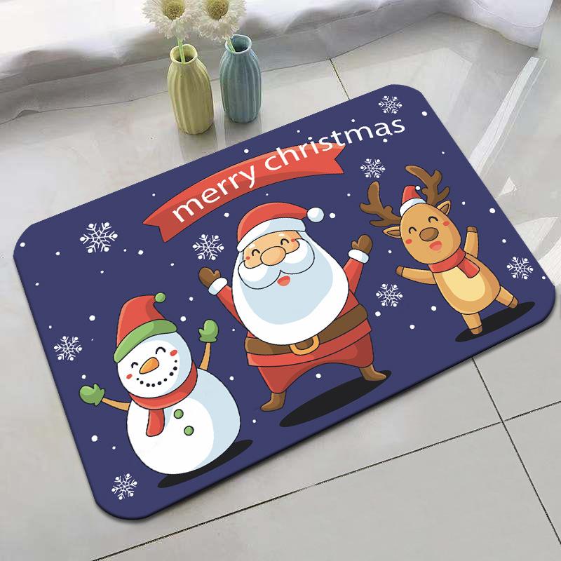 Christmas Floor Mat Festive Atmosphere Feeling Absorbent Non-slip Foot Mat Household Door Floor Mat