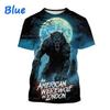 Y2K Top American Werewolf 3D Printed T-shirt Fun Casual Men's Clothing Fashion Men's and Women's Round Neck Short Sleeve Tees