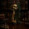 Gothic Skull Planter for Succulents Pothos, Creative Skeleton Flower Pot with Vintage Metal Style Cemetery Art Spine Column, Foliage Plant Container