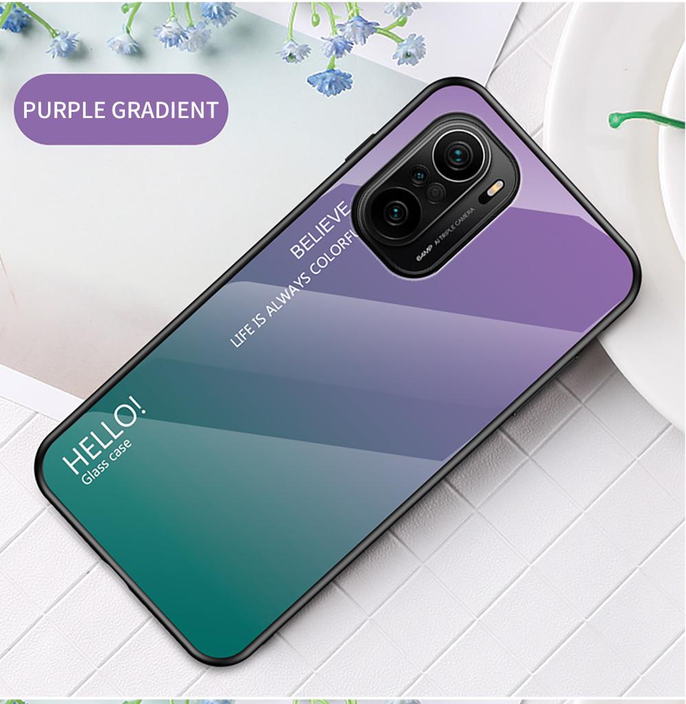Для Xiaomi Mi 11 Pro 11 Lite Mix 4 A2 A3 Play Redmi Note 6 7 8 Pro 8T Poco F1 F3 чехол с градиентом Aurora из закаленного стекла с мягкой рамкой задняя крышка чехол для телефона