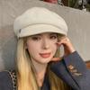 Женский берет однотонный куполообразный шляпа художника с коротким козырьком теплая головной убор зимний модный аксессуар