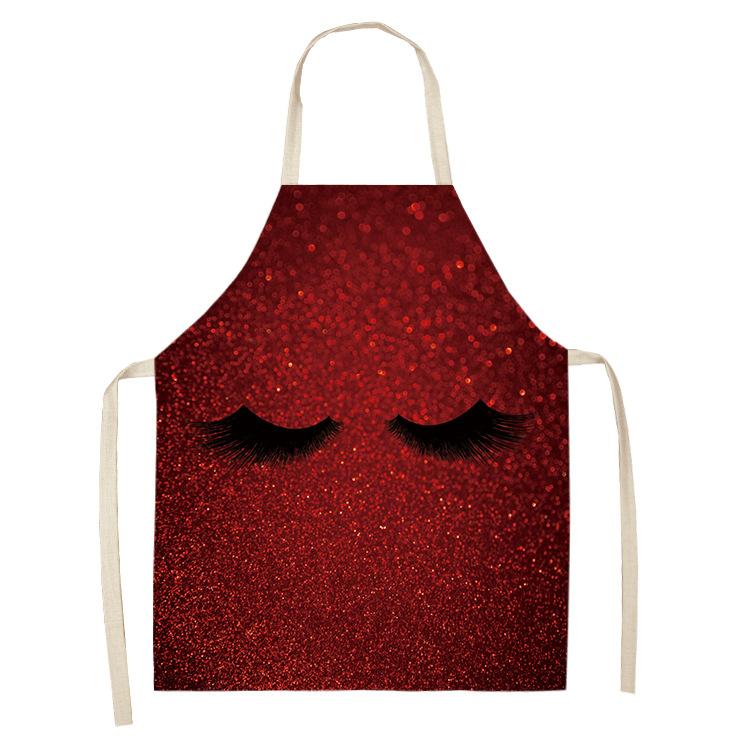 Eyelash Printing Apron Clean Art Sleeveless Home Kitchen Cooking Apron Chef Clothing Cotton Linen Bib for Adults