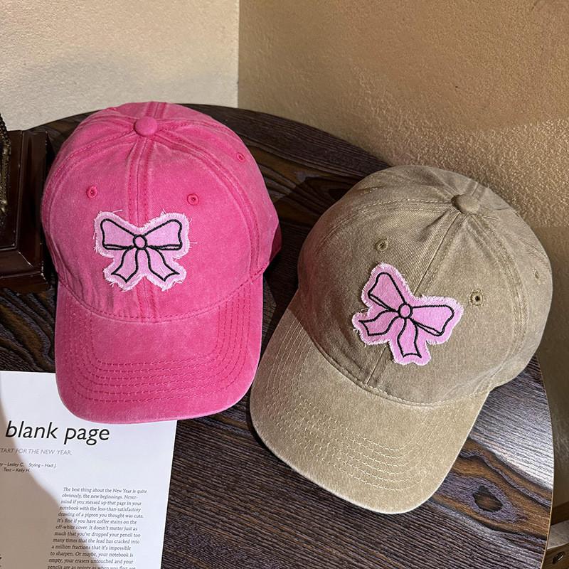 Casual Cotton Bow Baseball Cap With Curved Brim For Daily Wear In Warm Seasons