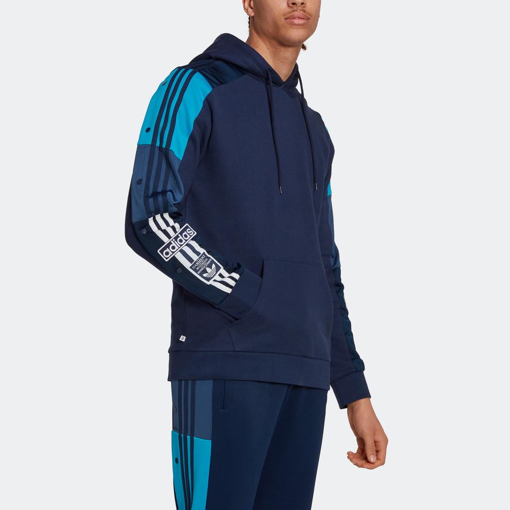 Adidas Originals Trefoil FW22 Re-Process Hoodie With Classic 3-Stripes And Drawstring Men Hoodie Blue HK7478