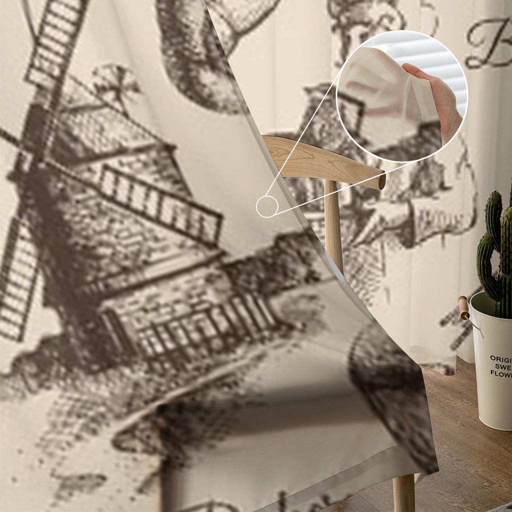 Bakery Sketch Seamless Pattern Tulle Sheer Curtains for Living Room the Room Bedroom Kitchen Decoration Voile Organza Curtains