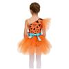 Girls Cavegirl Outfit Patchwork Tutu Dress Adjustable Strap Mesh Short Sleeve Built In Briefs 3D Bone Belt Prehistoric Costume