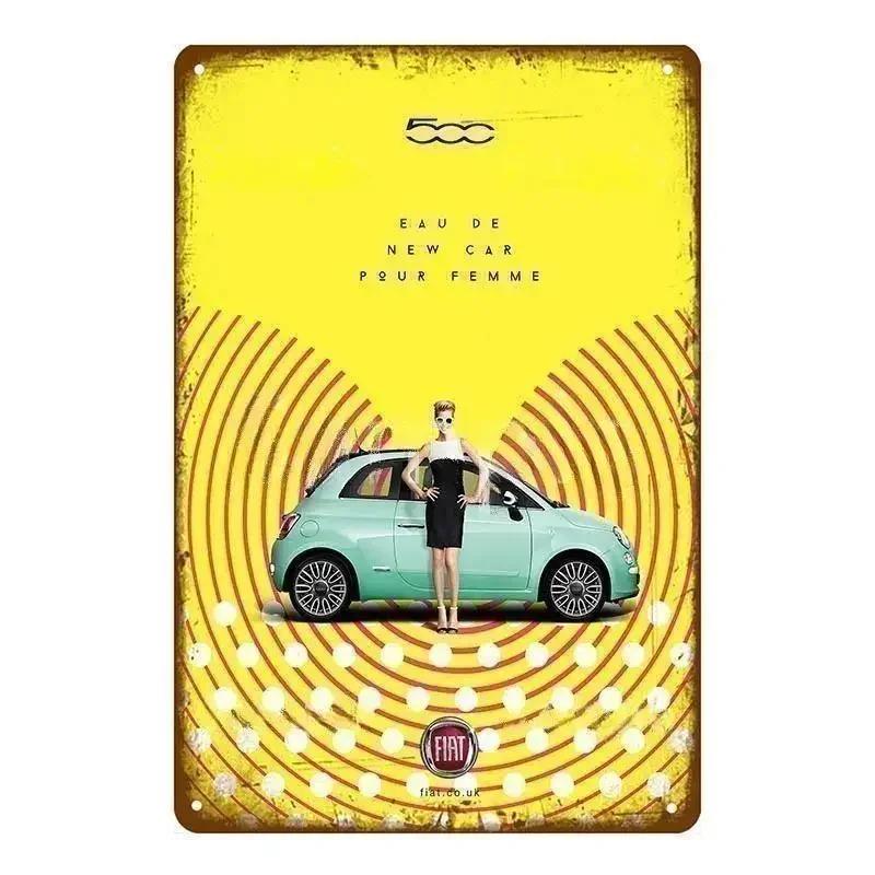 Классический Fiat 500 Винтажные Металлические Жестяные Таблички Металлический Постер Настенный Декор Постер Кафе Бар Паб Домашний Настенный Декор Авто Металлическое Художественное Постер