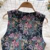 Винтажная шикарная майка с цветочным принтом, женская майка с вышивкой и v-образным вырезом во французском стиле, женская летняя рубашка в стиле ретро, ​​универсальный модный дизайн, вечерние жилет