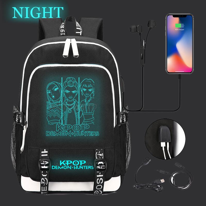 Animation Cartoon Peripheral Casual Luminous Backpack Multi-Function With Usb Schoolbag Large Capacity