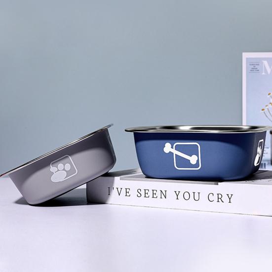 Миска для домашних животных из нержавеющей стали, нескользящая, устойчивая к падению, миска для подачи воды и еды с резиновой основой, устойчивая к укусам