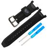 Replacement Resin Watch Band for Casio Protrek PRG-240, PRG-40, and PAG-40, Wristband Accessory, Unisex, 18mm, Black with Silver Buckle.