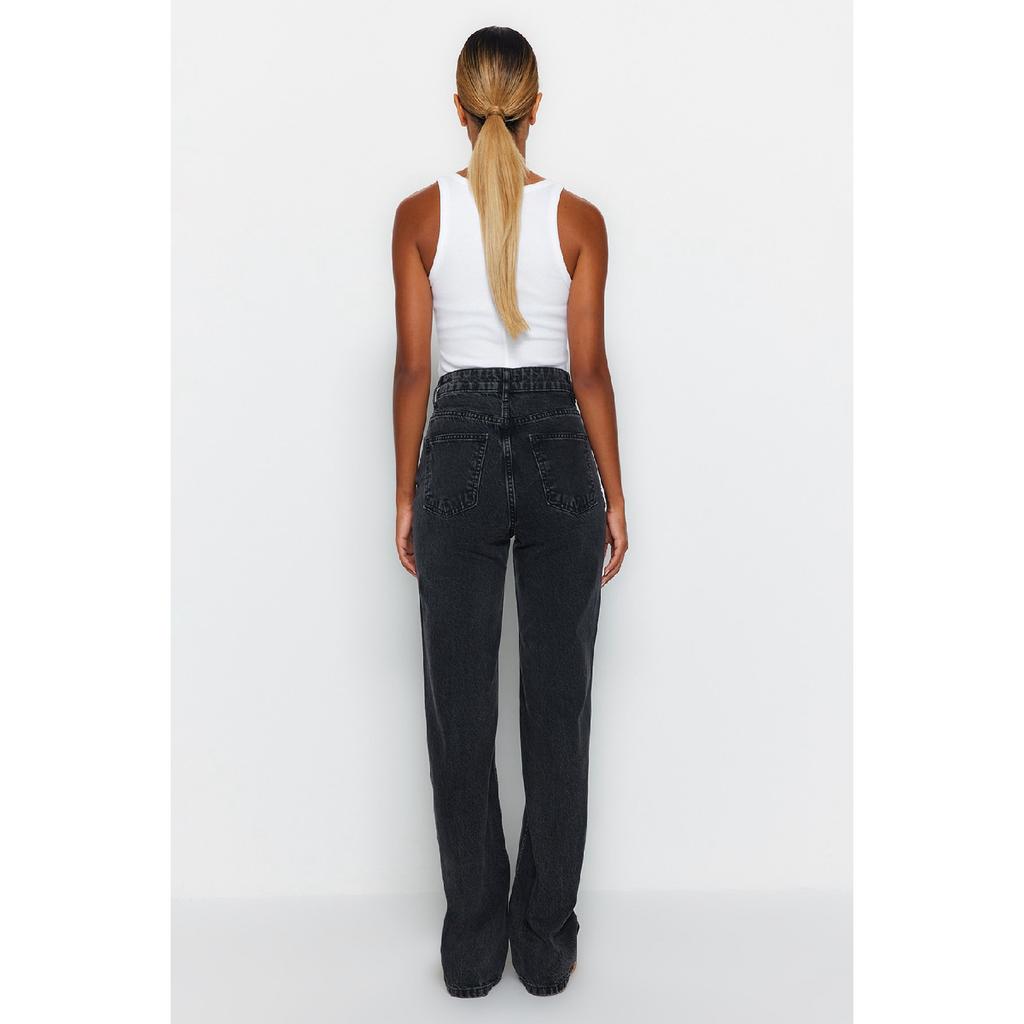 Синие винтажные широкие джинсы с высокой талией с эффектом выцветания Twoaw24je00089