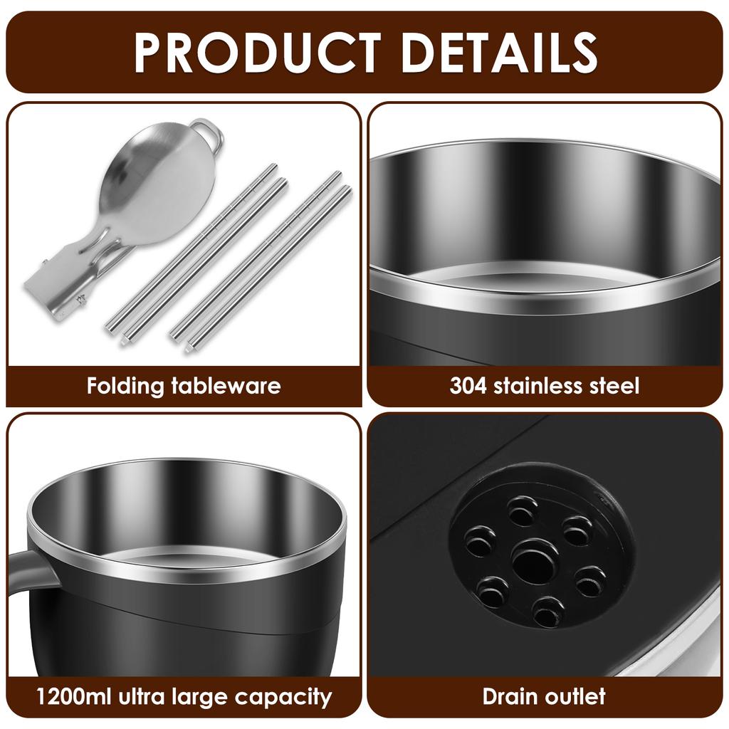 Микроволновая пароварка для рамена из нержавеющей стали, микроволновая суповая миска с фильтром, миски для лапши рамен большой вместимости, миска для лапши, экономящая время