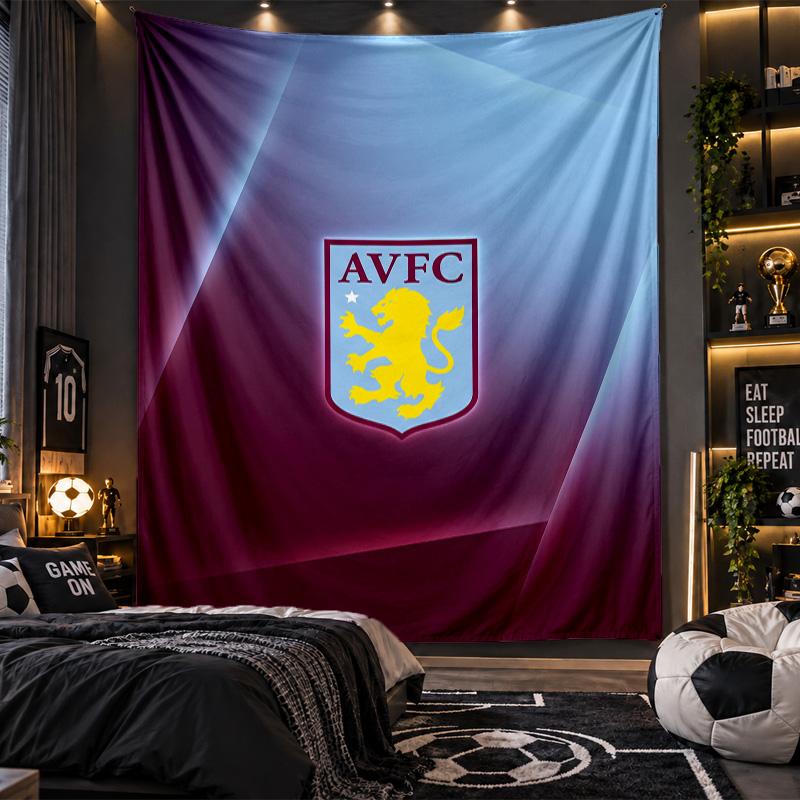Wall Hanging Tapestry Aston Villa Football Print Cloth for Living Room Bedroom Home Decor