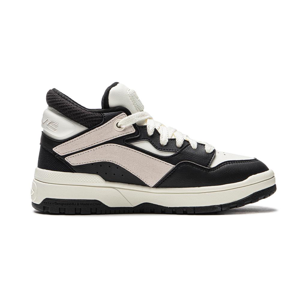 Li Ning We Wo Mid Thick Sole Classic Trendy High Top Sneakers Women Sneakers Black White AGCU156-2