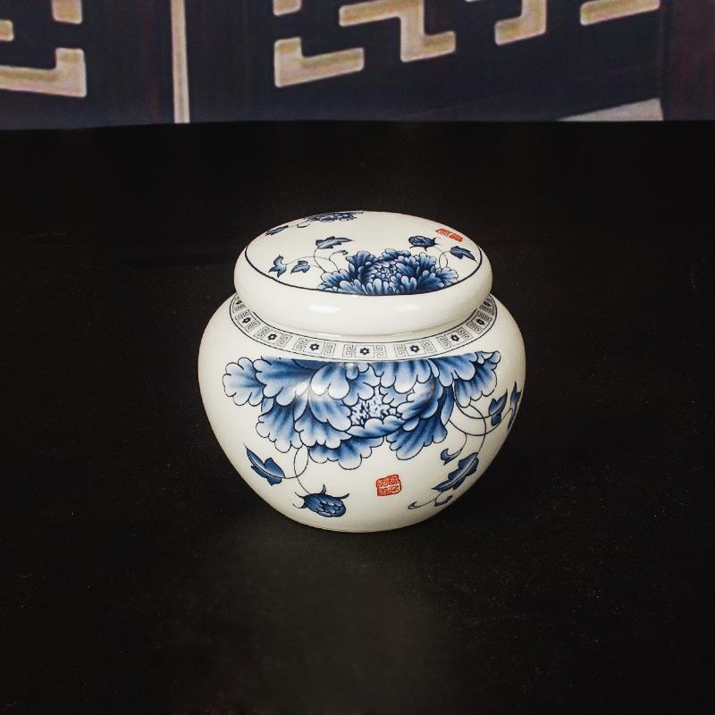 Герметичная сине-белая фарфоровая керамическая банка для меда с закручивающейся силиконовой крышкой