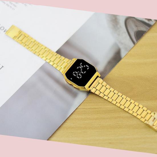 Модные цифровые часы с гальваническим покрытием, светодиодный дисплей, совместимый с HD, четкое изображение, водонепроницаемые часы, электронный браслет, часы для студентов