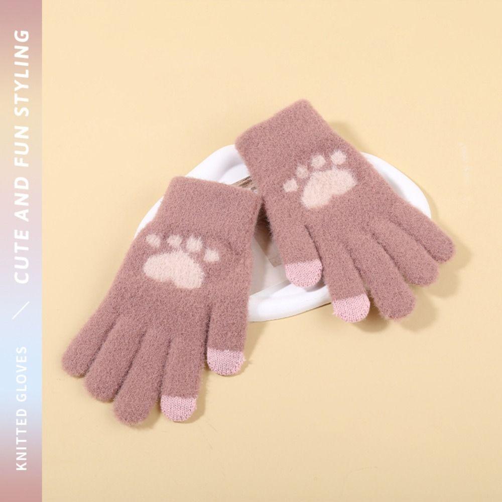 Сенсорные вязаные шерстяные варежки Утепленные перчатки для велоспорта на открытом воздухе Полные пальцы Guantes Женские Мужские