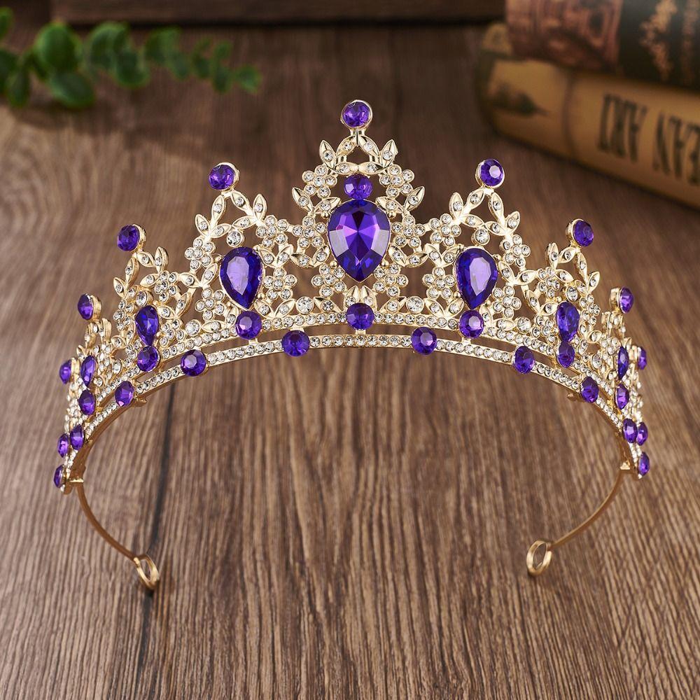 Shiny Baroque Crown Elegant Princess Rhinestone Crown Exquisite Bridal Tiara Women/Girls